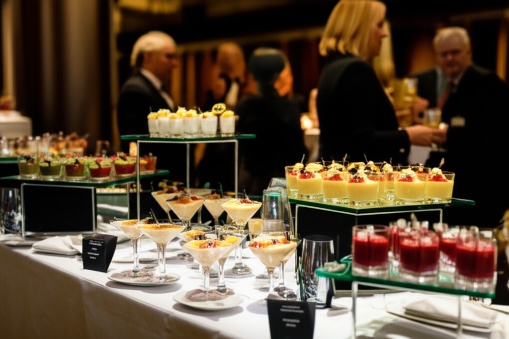 Evento corporativo com pudins gourmet